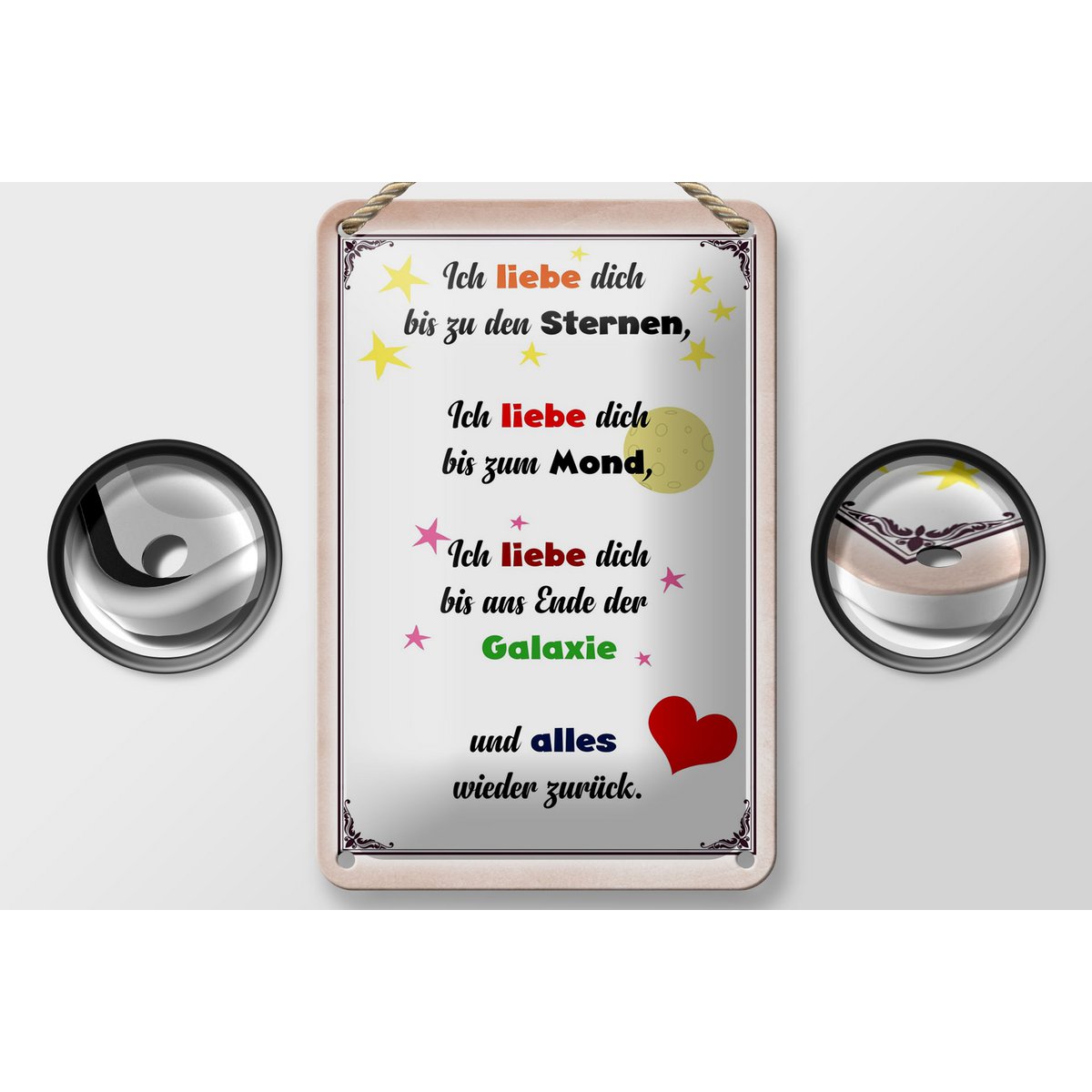 Tin sign saying 12x18cm I love you to the stars decoration