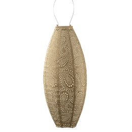 Lumiz Solar Lampion Paisley Long Oval - Solar garden lighting - 20 cm - Gold. Oval-shaped solar-powered outdoor light fixture with a paisley pattern design in gold and black tones.