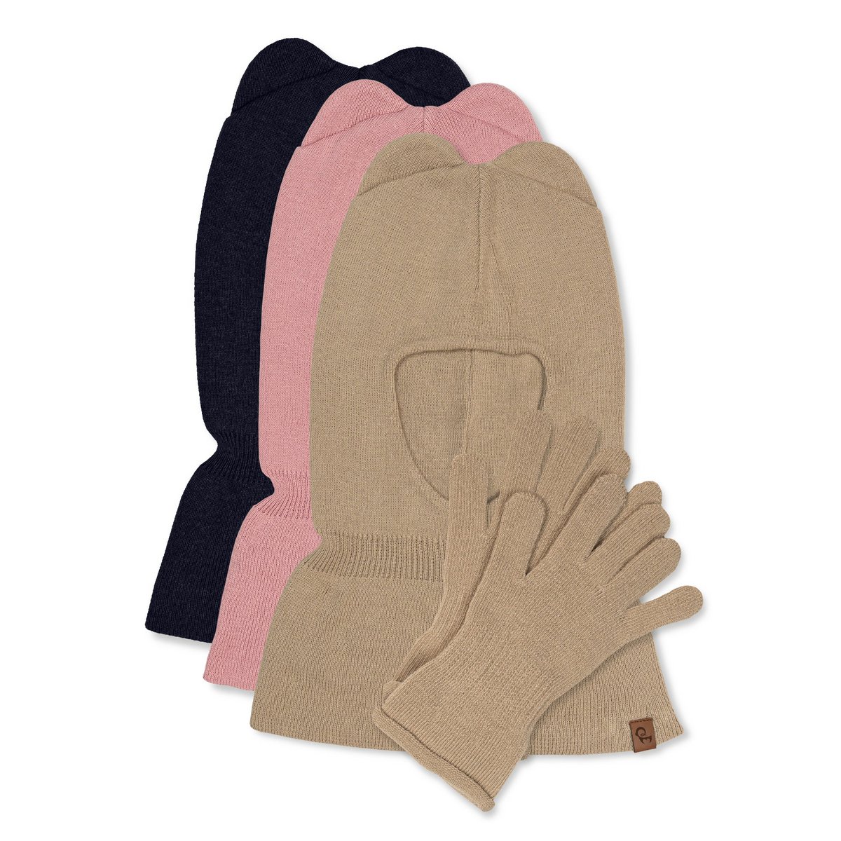 Kids' Knit Balaclava & Gloves Cotton 2-Piece Set