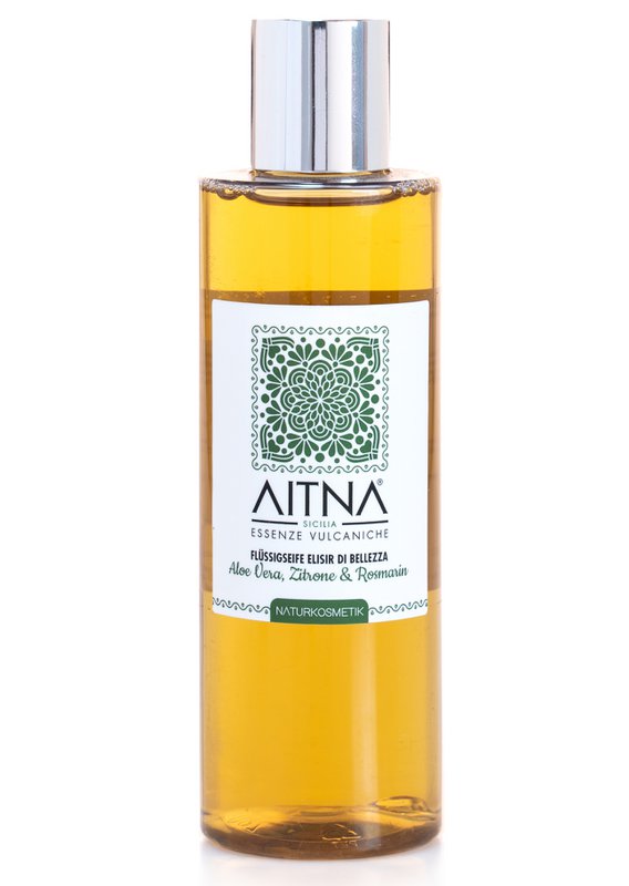 Aitna Natur Flüssigseife Elisir Di Bellezza für Frauen und Männer, Aloe Vera, Zitrone und Rosmarin - Made in Italy, 200ml