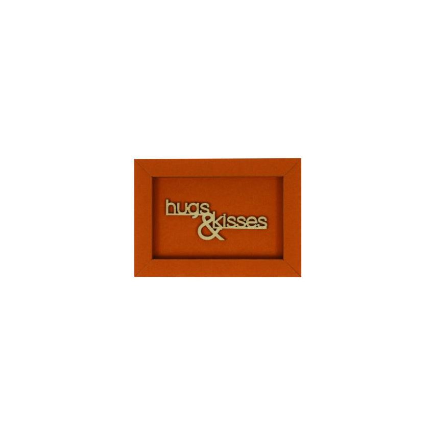 HUGS & KISSES- frame card wood lettering magnet