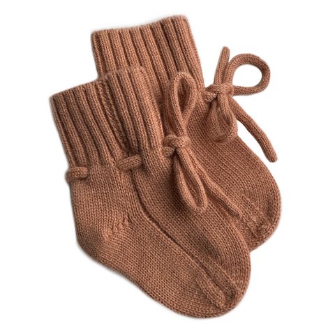 Merino wol bootie slofjes peach