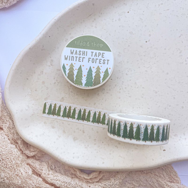 Washi Tape Sapins Forêt d'hiver Noël - Ruban Adhésif Masking Tape Sapin de Noël