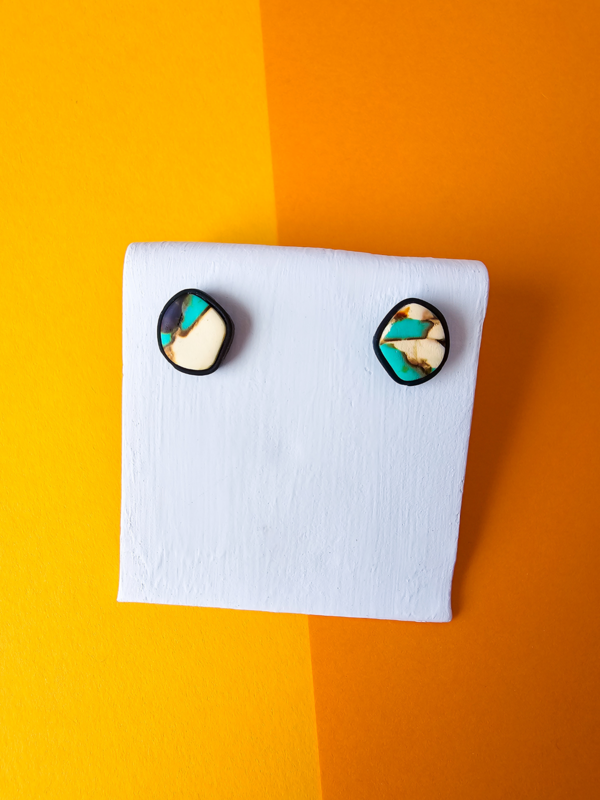 Ella stud earrings in turquoise and black