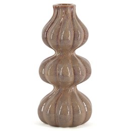 Earthenware candle holder trio brown