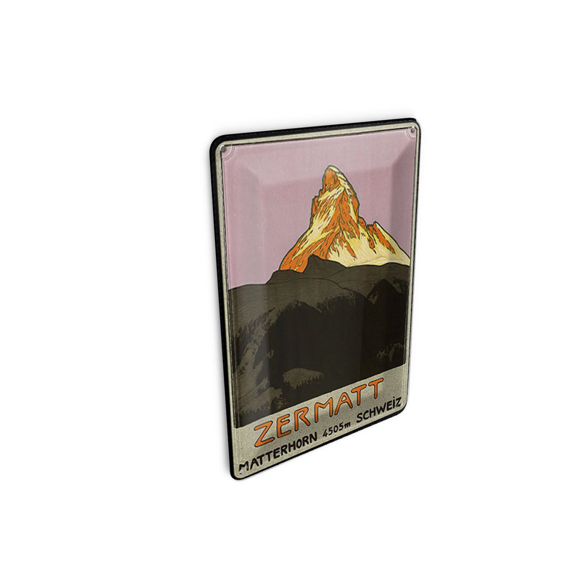 Cartolina da viaggio in latta 10x14 cm Cartello decorativo montagna Svizzera Zermatt Matterhorn