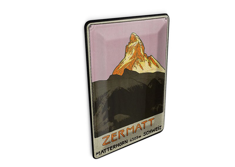 Cartolina da viaggio in latta 10x14 cm Cartello decorativo montagna Svizzera Zermatt Matterhorn