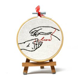 Handmade Embroidery Hoop Wall Art – Minimal Love Heart – Small Textile Wall Decoration (10 cm)