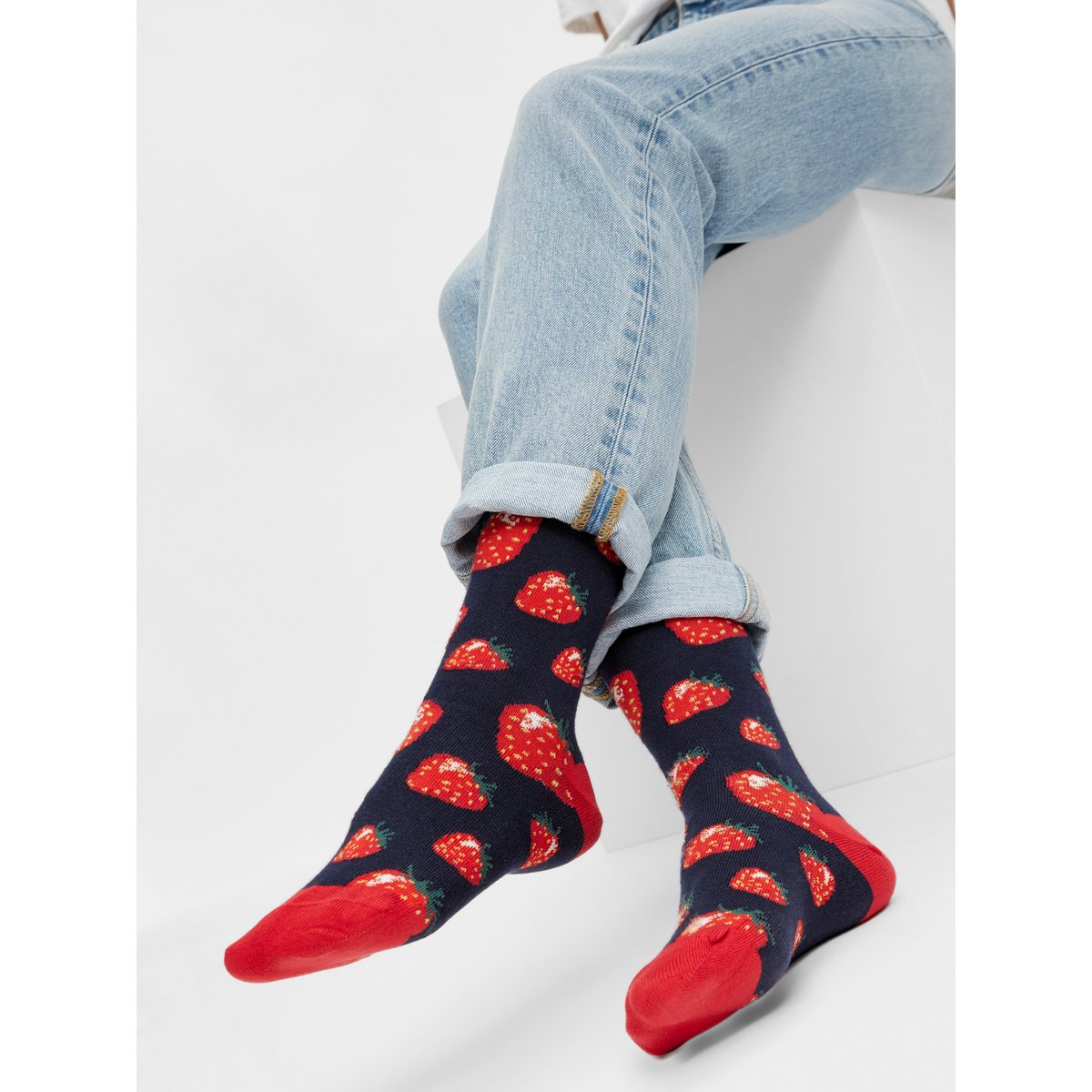 Bio Socken Strawberries - Bunte Socken mit Erdbeeren, Erdbeer-Muster