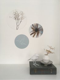 Wall circle hummingbird sea blue