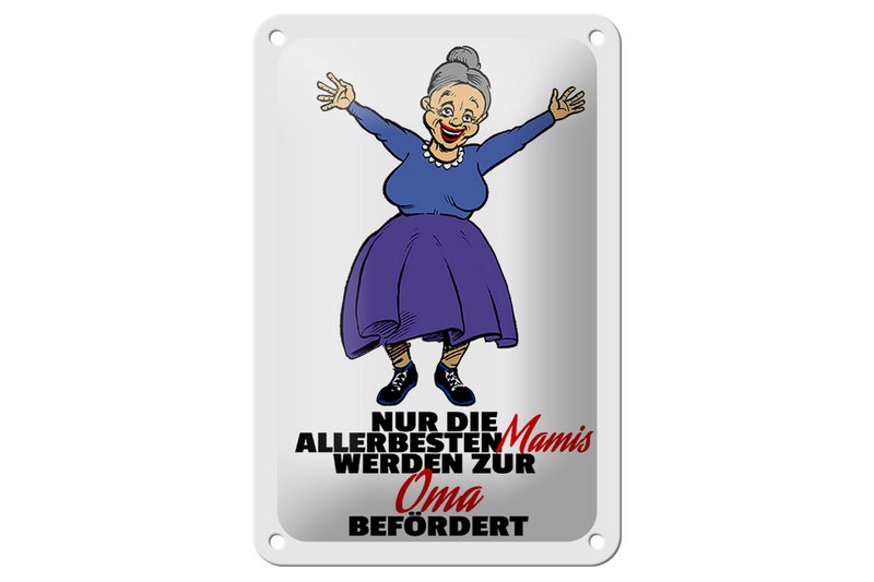 Tin sign saying 12x18cm Mommies become Grandma decoration