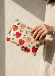 Toilettas etui 14x20 cm bedrukte harten Love gift pompon