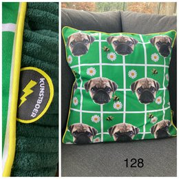 Funda de cojín (50x50cm) - Pugs verde