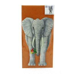 3D-Tierkarte Elefant mit Blumenstrauß