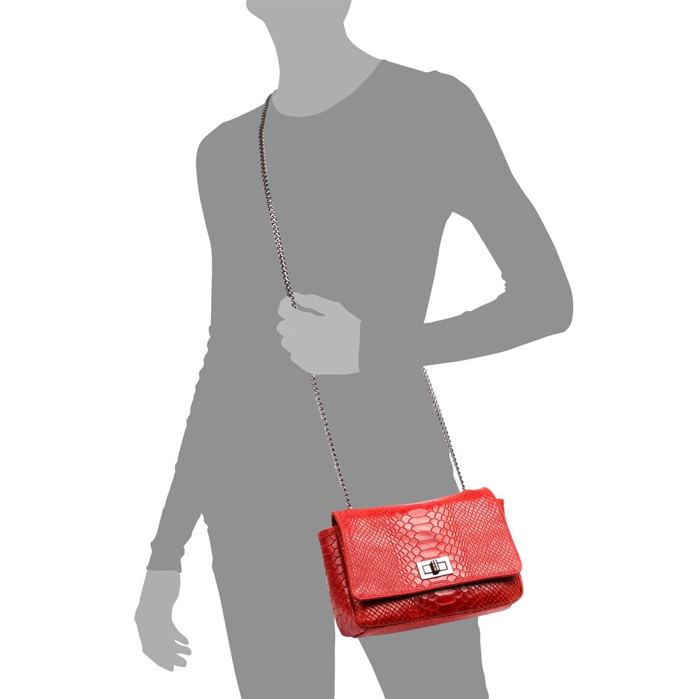 Florence Artegiani. Dalida Women's shoulder bag. Genuine Leather Suede Engraving Snake