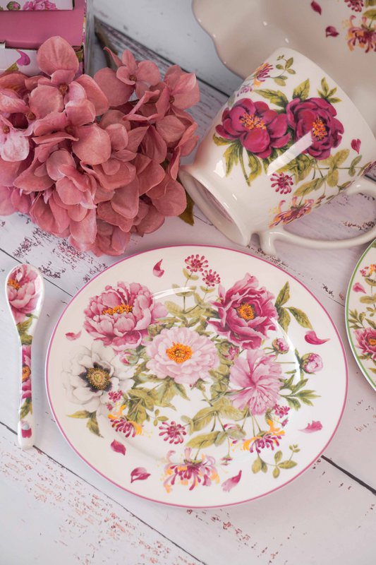 Plato postre de porcelana Peony Bouquet 19,5 cm Isabelle Rose