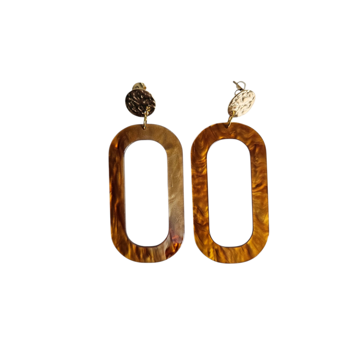 Boucles d'oreilles tendance ovales cognac