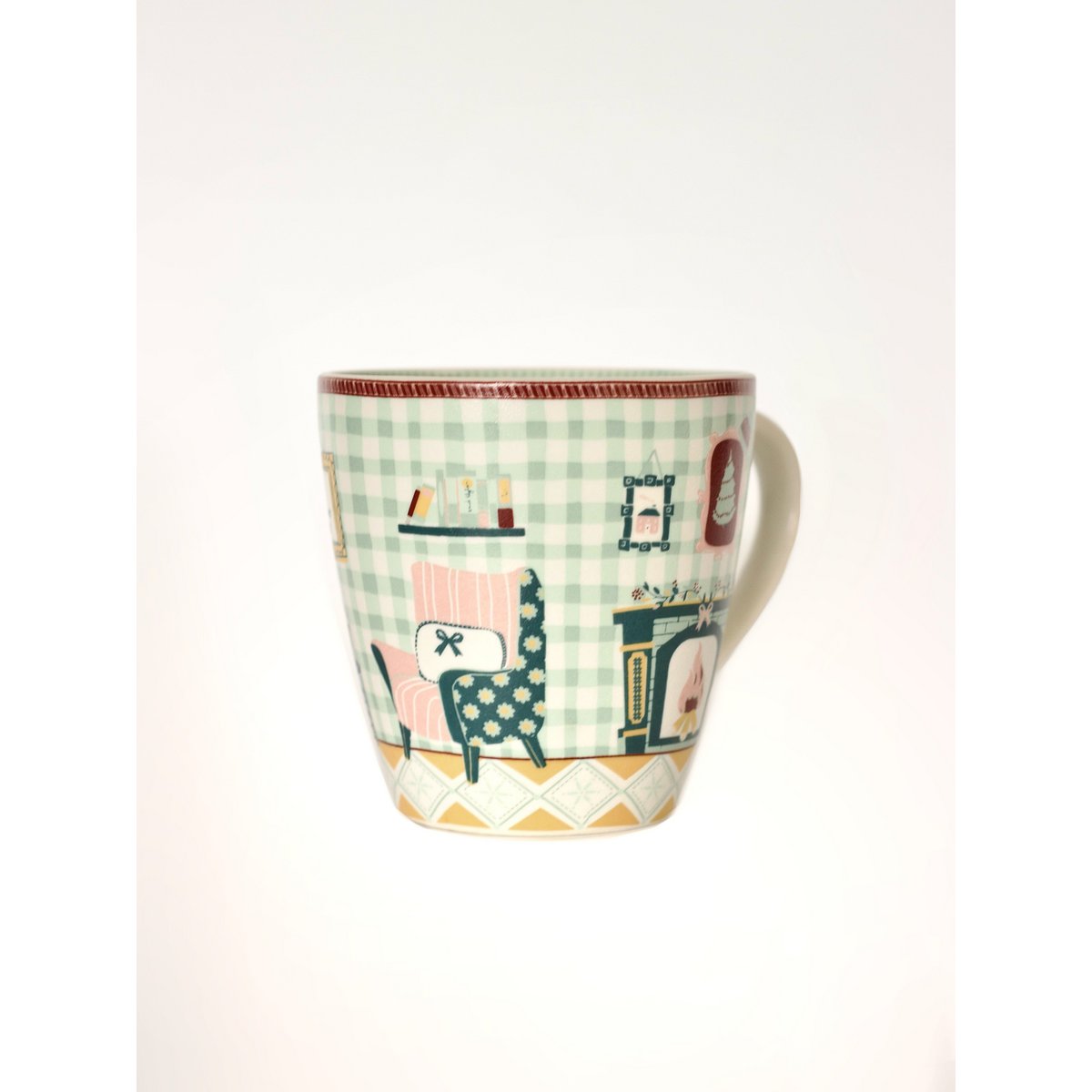 Stoneware Mug - Pastel Checks Interior, 300ml