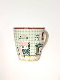 Stoneware Mug - Pastel Checks Interior, 300ml
