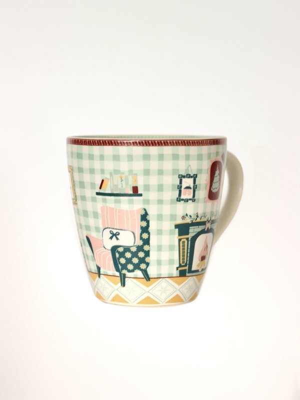 Stoneware Mug - Pastel Checks Interior, 300ml