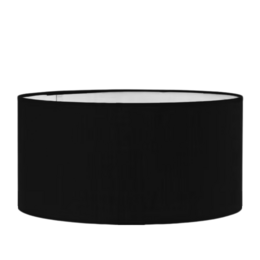 Decorative round black cotton lampshade available in various sizes for pendant lighting.