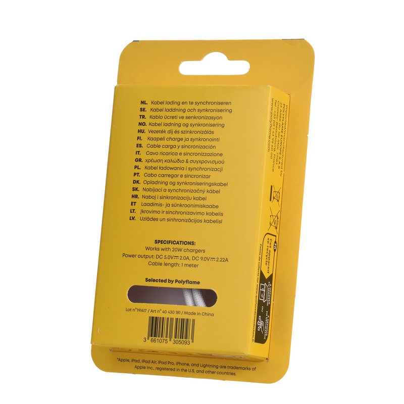 CABLE DE RED TEKMEE LIGHTNING/TIPO-C DE 1M