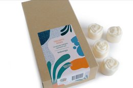 25 white tealight candles with a floral pattern on the packaging.