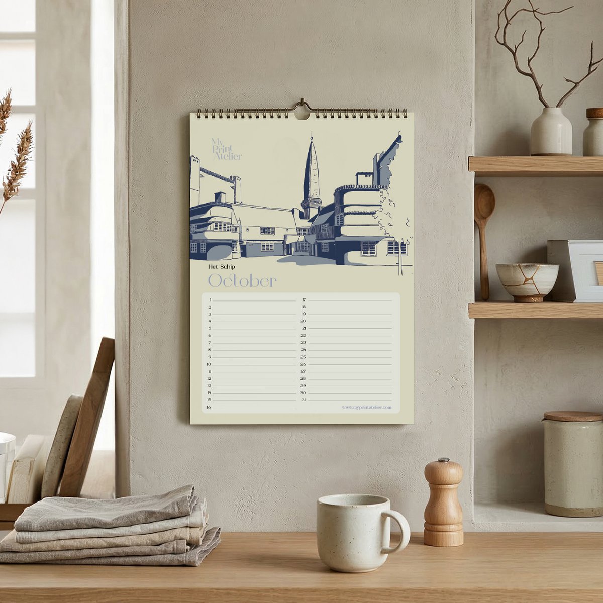 Verjaardagskalender Amsterdam Icons - Annet Weelink Design Amsterdam Schetsen - A4 - Eeuwigdurende Kalender - Premium Papier