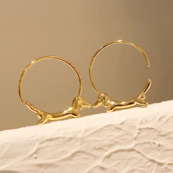 Charming Dachshund Hoop Earrings