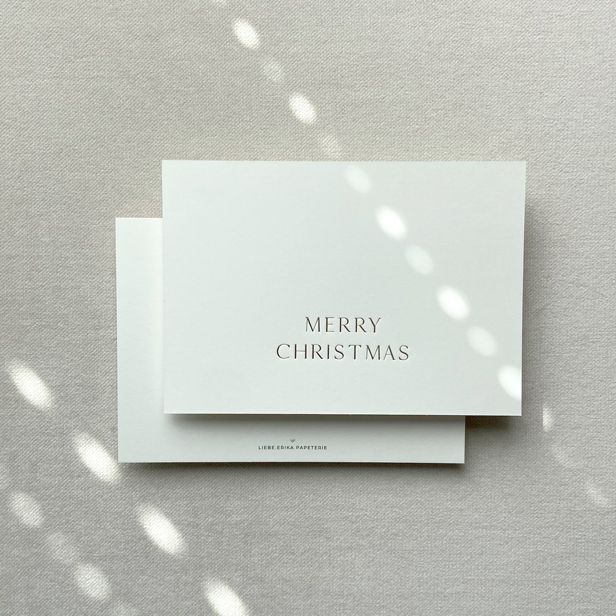 Julekort - "Merry Christmas" kort til jul med prægning af varmt folieguld (PU = 10 stk.)
