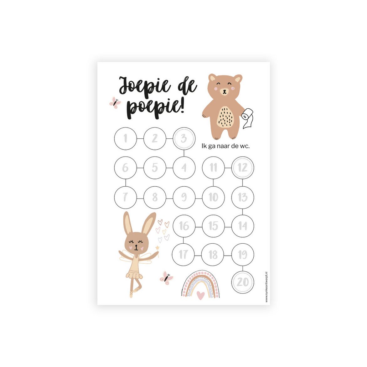 Calendario de cuenta atrás A4 | Chica de entrenamiento para ir al baño