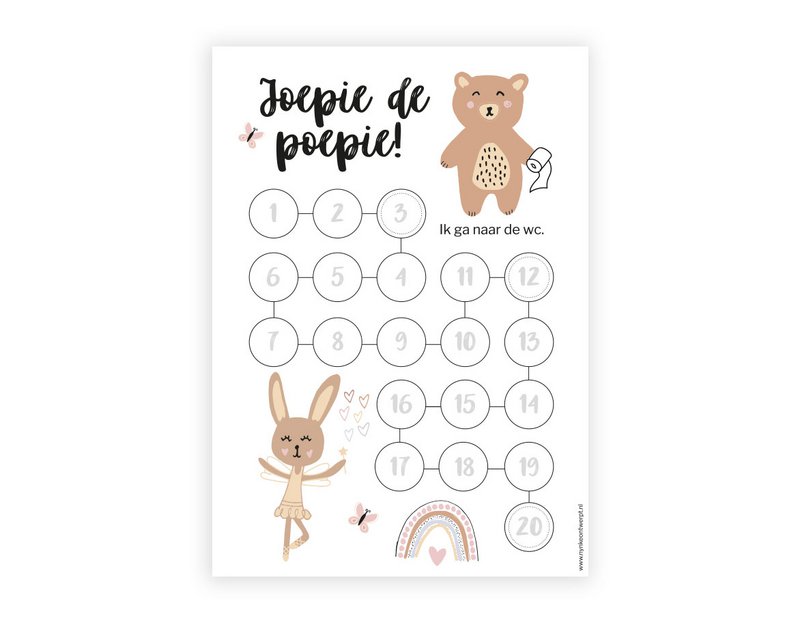 Calendario de cuenta atrás A4 | Chica de entrenamiento para ir al baño