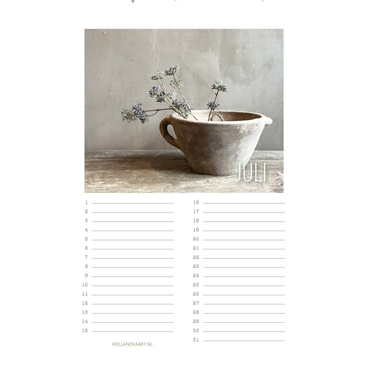 Calendario de cumpleaños No. 5 Rural/sobrio