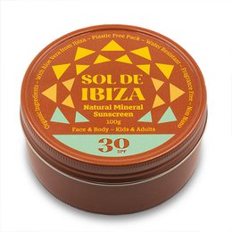 Natural Sun Cream SPF30 Sol de Ibiza. BIO. Mineral filters. no plastic 100 ml can.