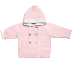 Jas met capuchon roze gemaakt van 100% fijnste merinowol