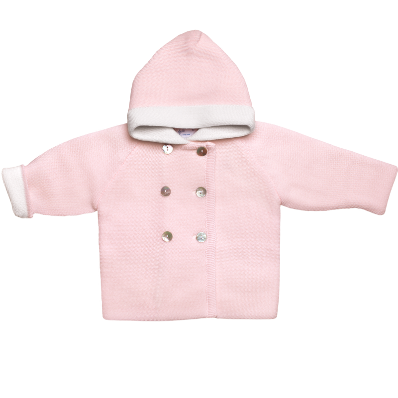 Hættejakke pink lavet af 100% fineste merinould