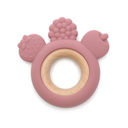 Suave y Duro | FRUTA Mordedor de Madera y Silicona | ROSA