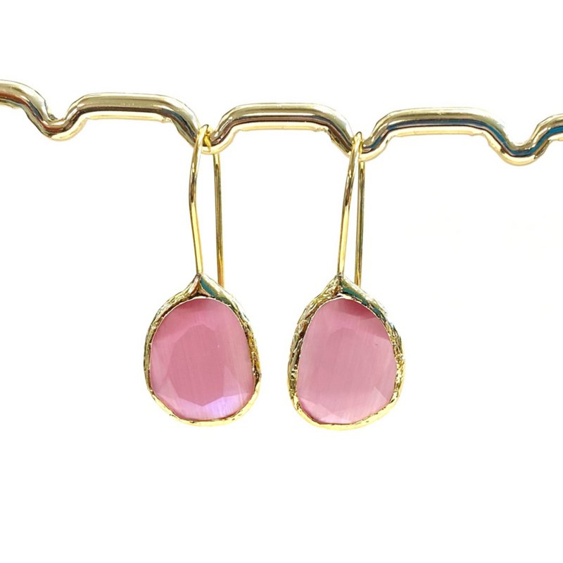Earrings cateye stone pink