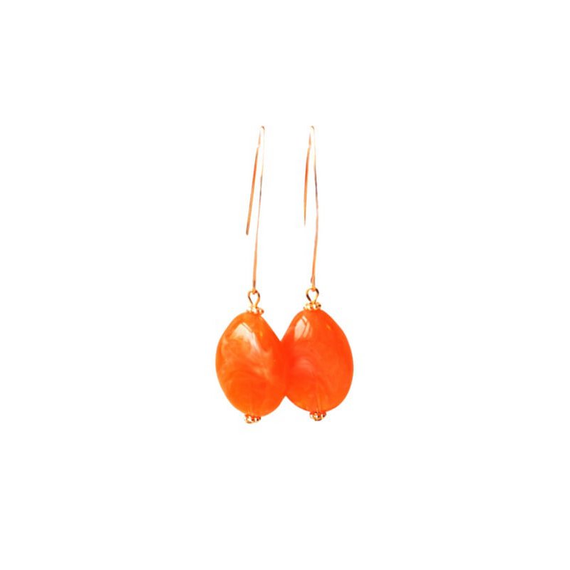 Ellipse øreringe med vedhæng harpiks orange