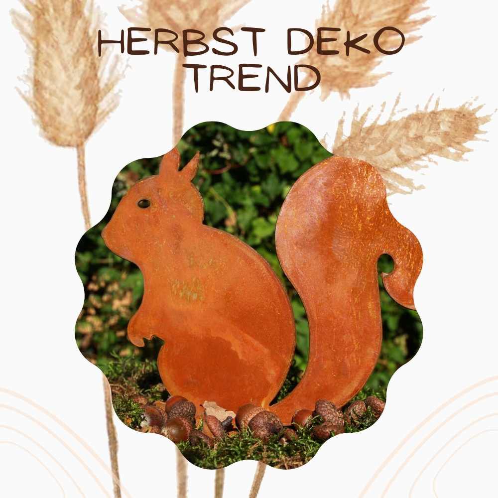 Metalen decoratie roesteekhoorn Kecki - trendy herfstdecoratie