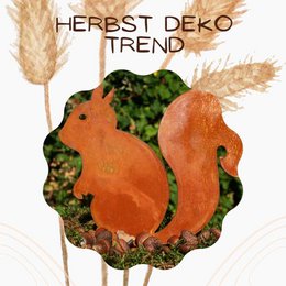 Metalen decoratie roesteekhoorn Kecki - trendy herfstdecoratie