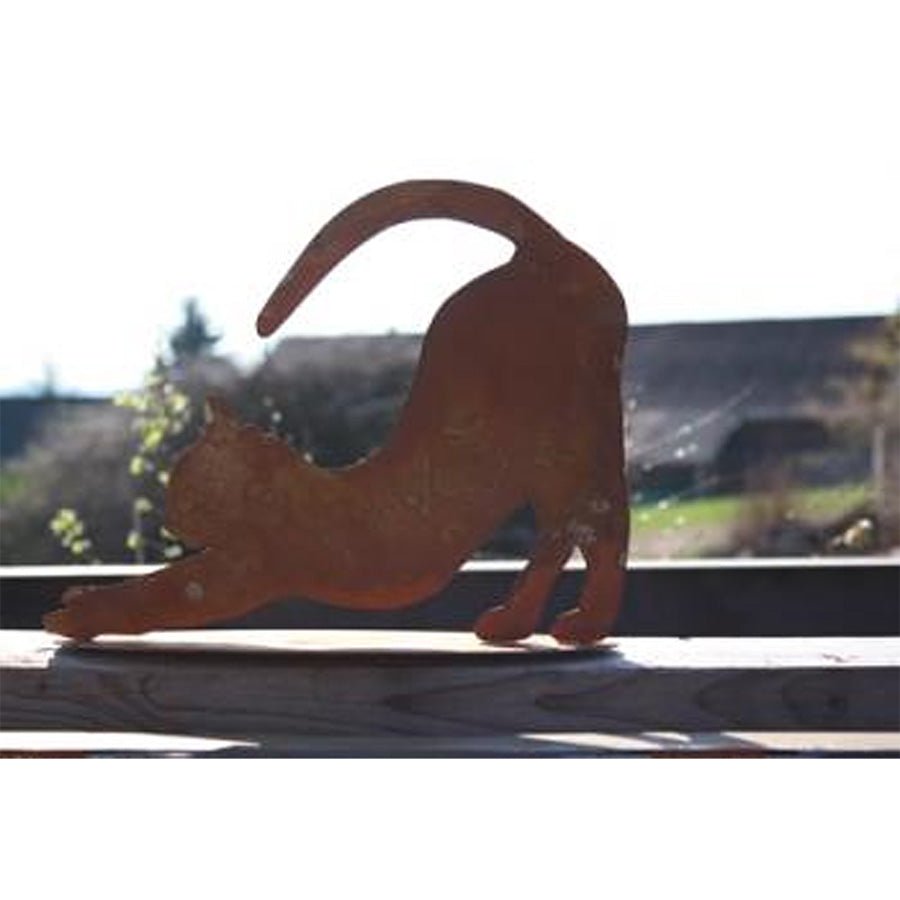 Decorative cat "Mimi" stretches | on floor plate | Patina garden and home decoration