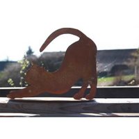 Deco cat "Mimi" stretches | on base plate | Patina garden and home decoration