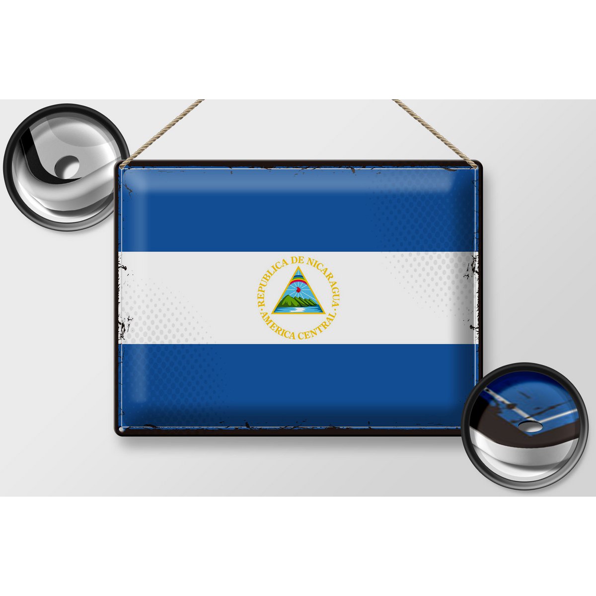 Tin Sign Flag Nicaragua 40x30cm Retro Flag Nicaragua