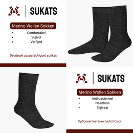 Skarpety z wełny Merino Sukats® 4 lub 8 par | Skarpety wełniane | Bez szwu | Wiele kolorów i rozmiarów