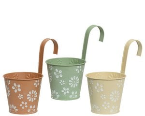 Blumentopf mit Zinkhaken H24cm Pastellfarben