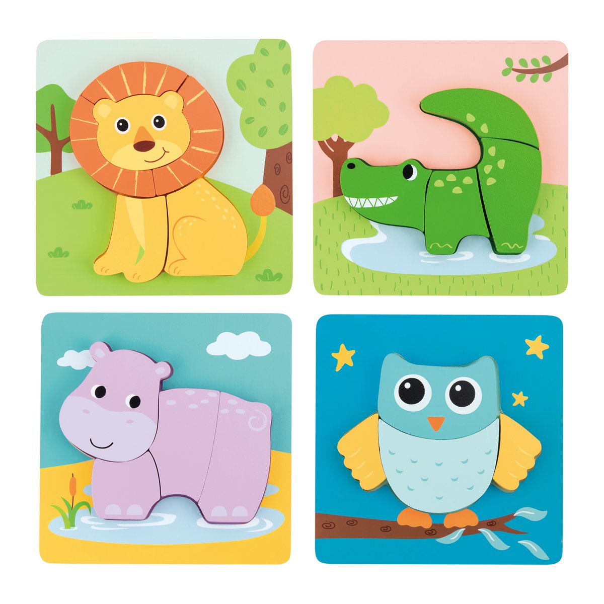 Lelin® Tierpuzzle 4-in-1-Puzzle