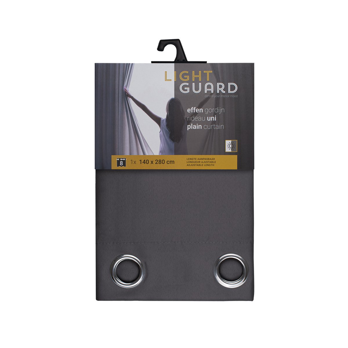 Light Guard Kant-en-Klaar Gordijn - Lichtdoorlatend - Lengte aanpasbaar - met ringen - 140x280cm 
