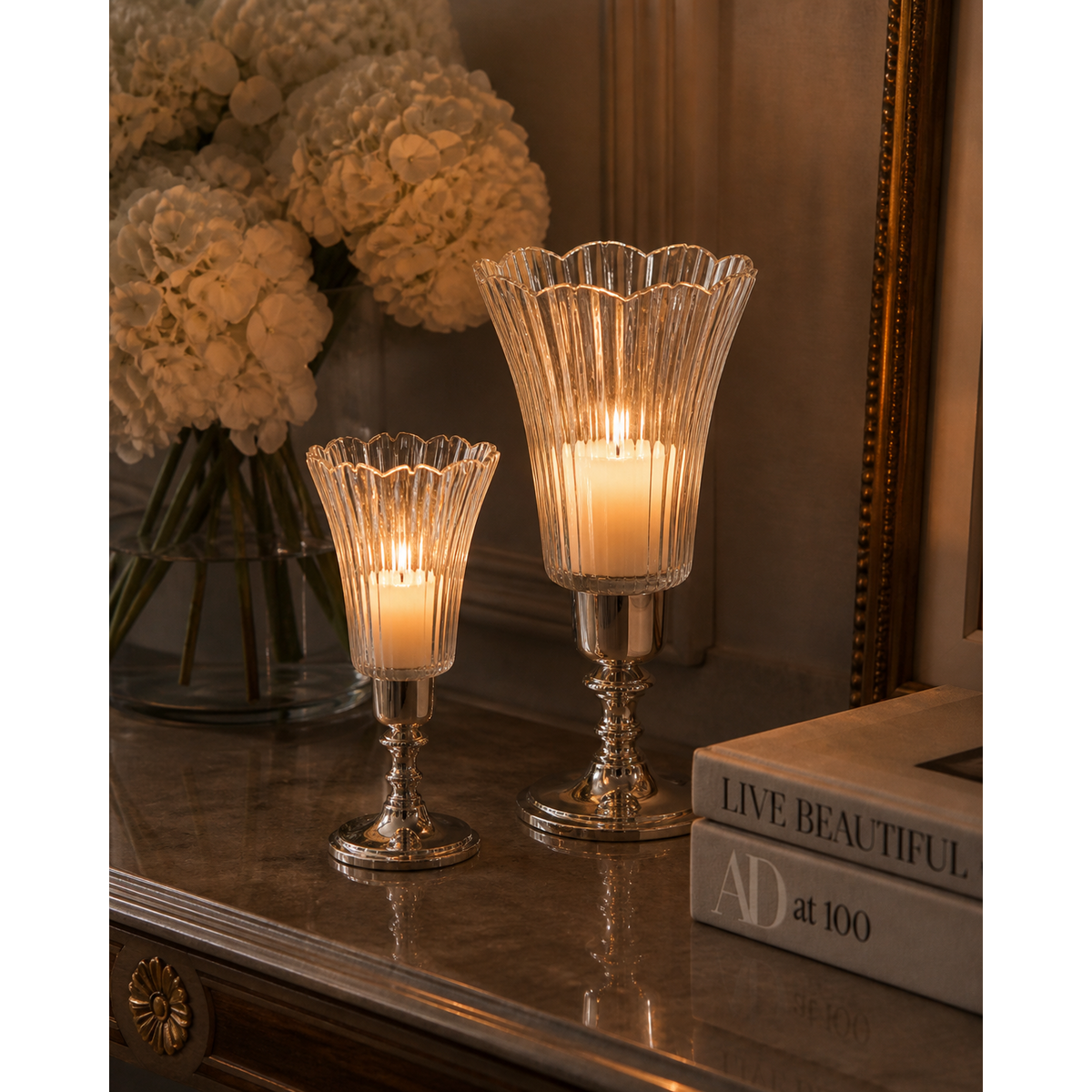 Crystal cup candle holder 26x14 cm