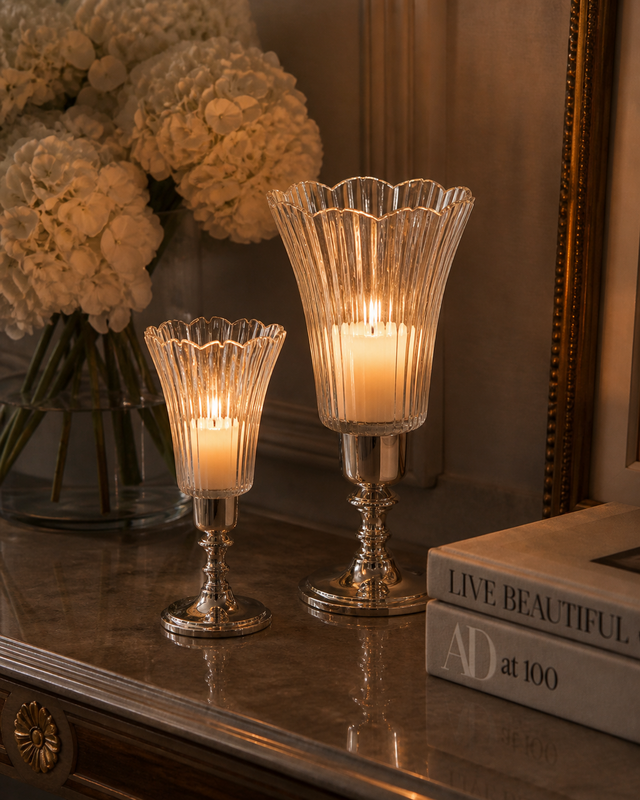 Crystal cup candle holder 26x14 cm